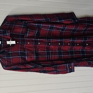 Old Navy Red and Blue Plaid Shirt Dress